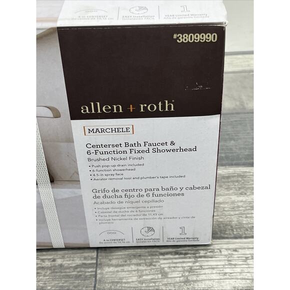 Allen + Roth Marchele Brushed Nickel Bathroom Faucet Drain, Shower Head Included - Picture 7 of 12